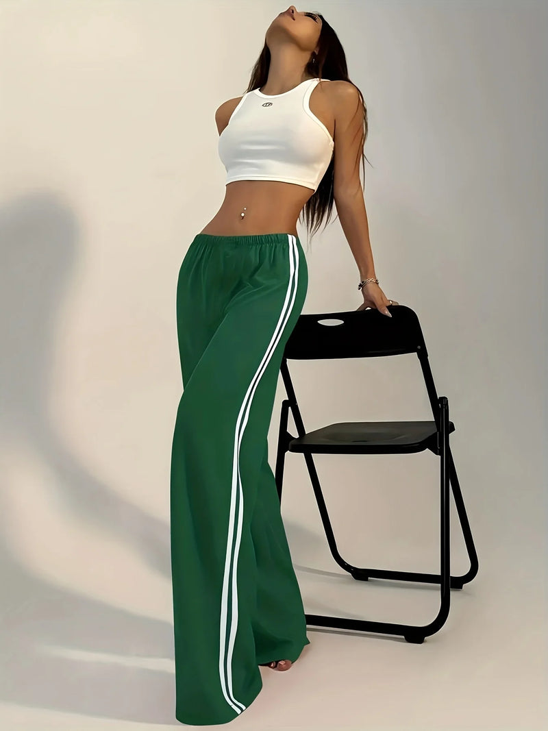 Relaxed Wide-Leg Track Pants with Side Stripe
