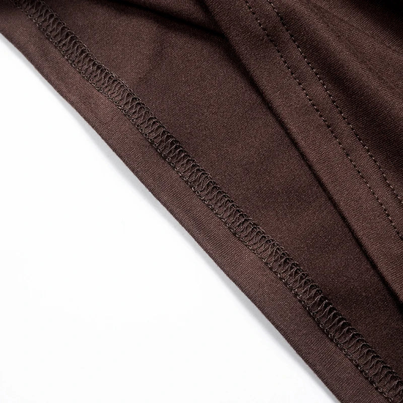 ROVIOO CUTENOVA Solid Color Pleated Backless Sexy Twopiece Set