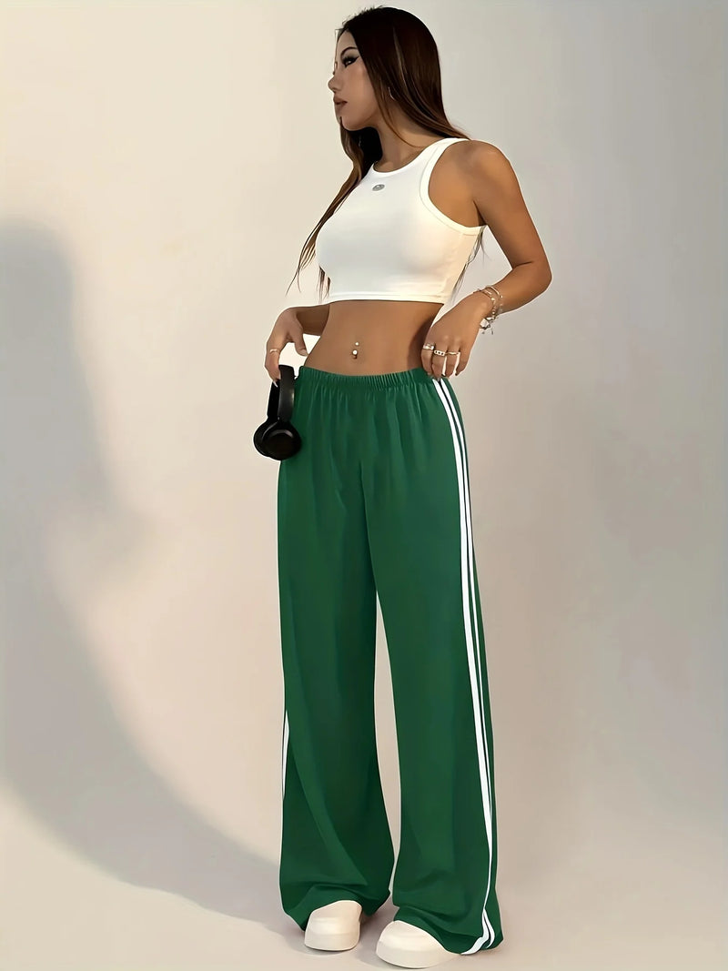 Relaxed Wide-Leg Track Pants with Side Stripe
