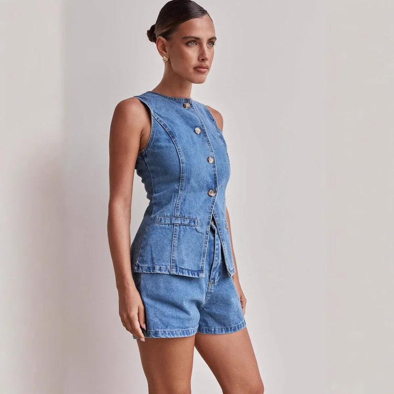 Rovioo Sleeveless Denim Top
