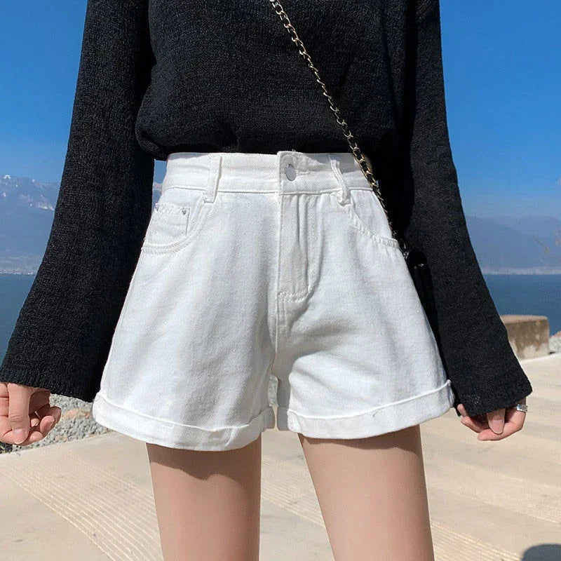 Rovioo High-Waist Denim Shorts