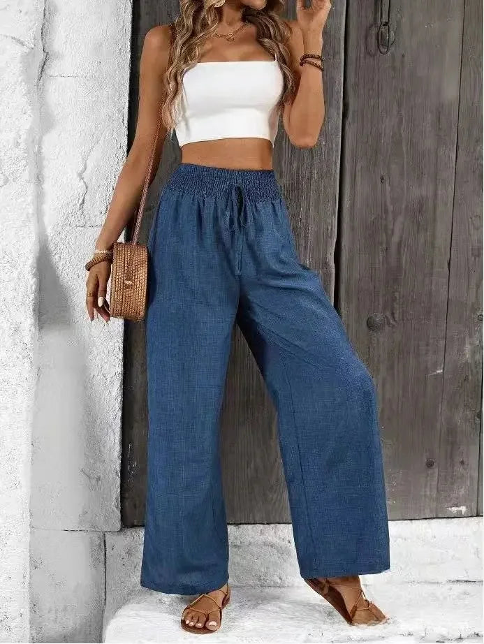 High-Waist Linen Wide-Leg Pants