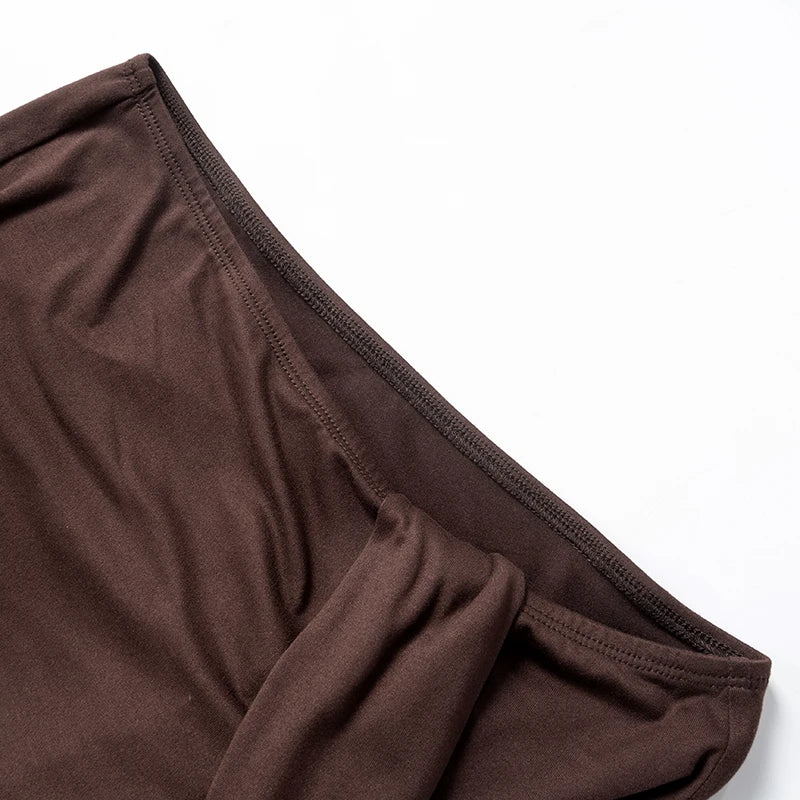 ROVIOO CUTENOVA Solid Color Pleated Backless Sexy Twopiece Set