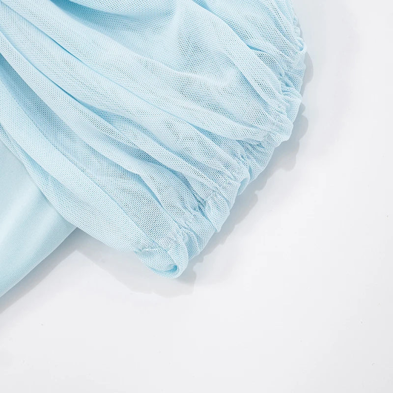 Rovioo Baby Blue Off-Shoulder Maxi Dress