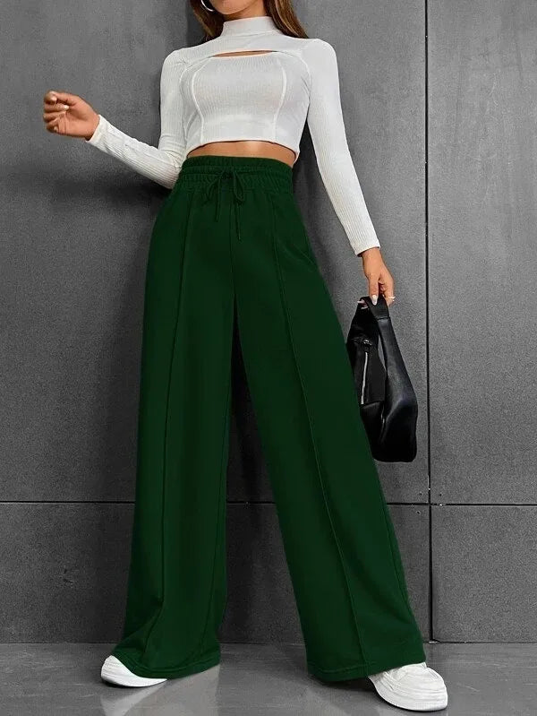 Pleated Wide-Leg Sweatpants