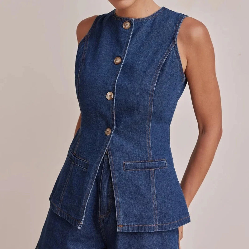 Rovioo Sleeveless Denim Top