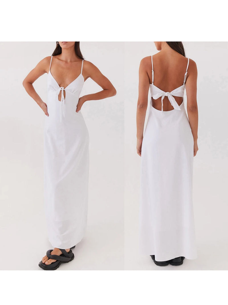 Rovioo Striped Button-Front Maxi Dress