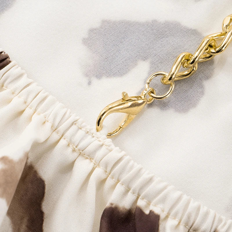 ROVIOO CUTENOVA Cow Print Halter Neck Mini Dress