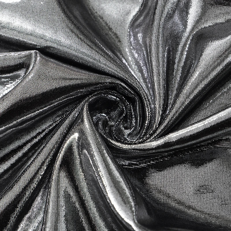 ROVIOO CUTENOVA Metallic Silver Halter Mini Dress