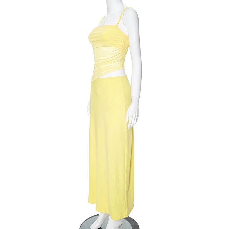 Rovioo Women Sexy Club Two Piece Set Summer Fashion Sleeveless