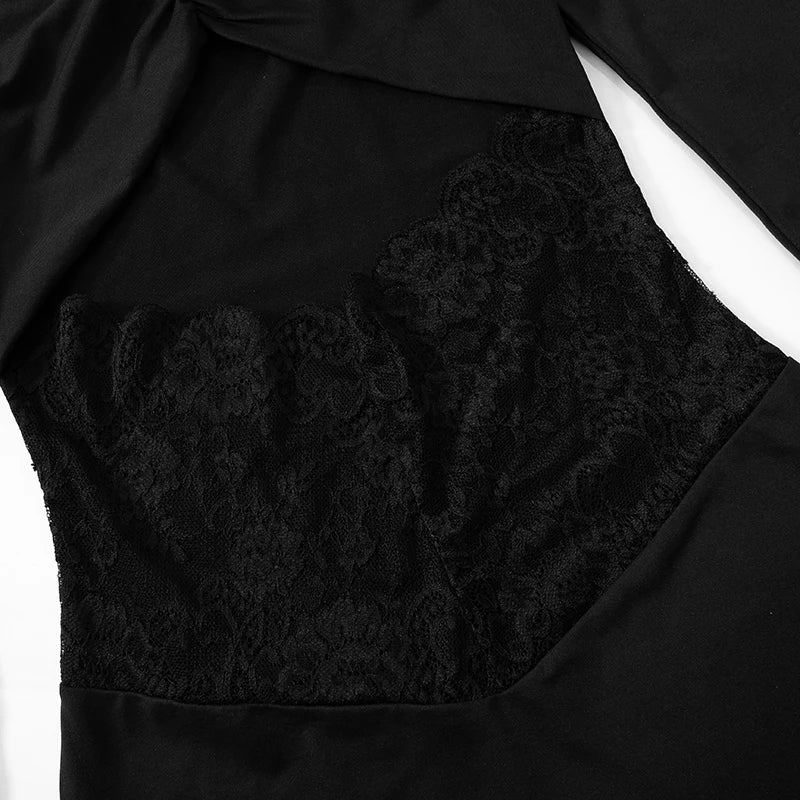 ROVIOO CUTENOVA Two-Piece Set with Lace Panel Skirt