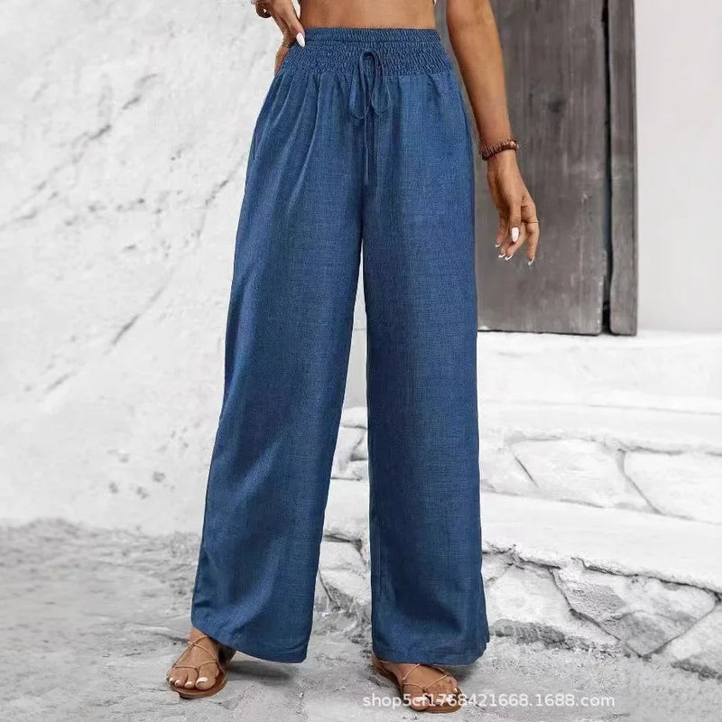 High-Waist Linen Wide-Leg Pants