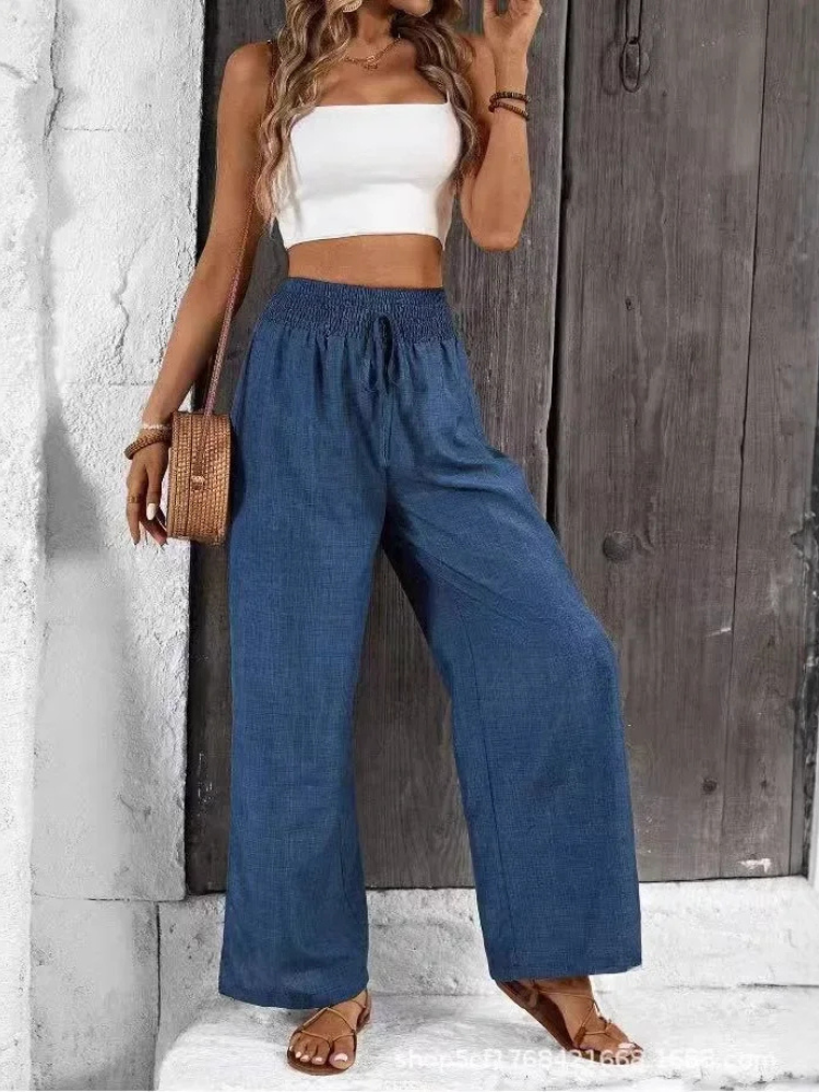 High-Waist Linen Wide-Leg Pants